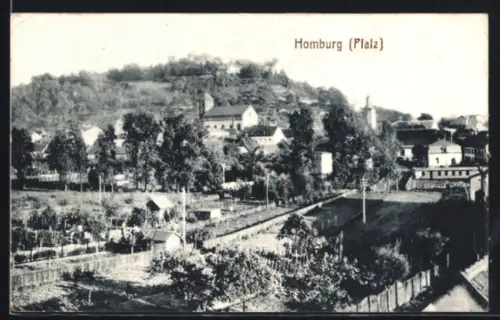 AK Homburg /Pfalz, Stadtansicht mit Kirche und Schloss