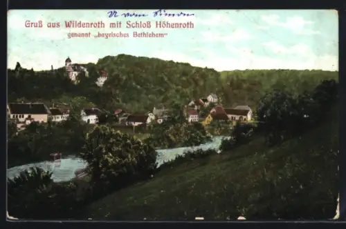 AK Wildenroth, Schloss Höhenroth, genannt bayrisches Bethlehem, Ortsansicht