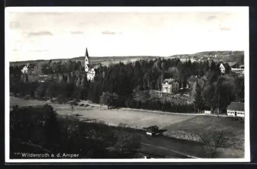 AK Wildenroth a. d. Amper, Ortsansicht mit Kirche und Wohnhäusern