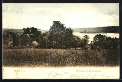AK Mölln i. L., Drüsensee mit Bismarckinsel