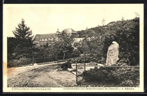 AK Edmundstal-Siemerswalde, Susannenhaus, Gedächtnisstein für Edmund J. A. Siemers