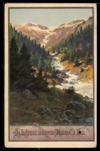 Künstler-AK Franz Jung-Ilsenheim: Bergbach im Sonnenschein