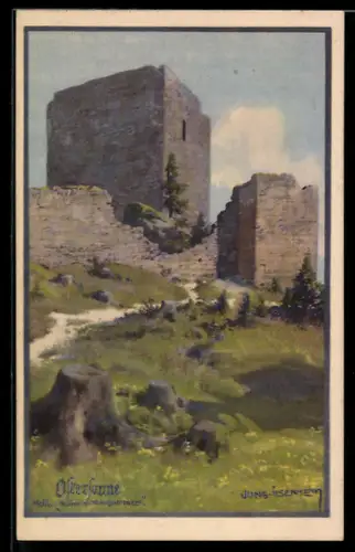 Künstler-AK Franz Jung-Ilsenheim: Ostersonne über einer Burgruine