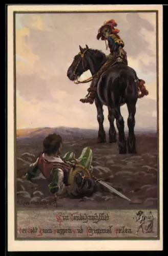 Künstler-AK Franz Jung-Ilsenheim: Der Tod auf einem schwarzen Pferd