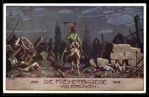 Künstler-AK Ernst Kutzer: Die Freiheitskriege - Vor Esslingen