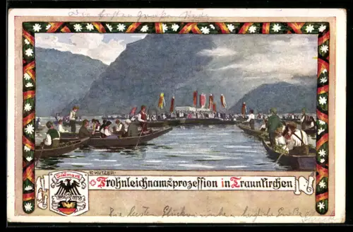 Künstler-AK Verlag des Verein Südmark, Ernst Kutzer: Traunkirchen, Frohnleichnamsprozession