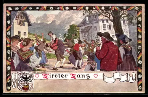 Künstler-AK Ernst Kutzer: Verlag des Verein Südmark, Tiroler Tanz, Tracht