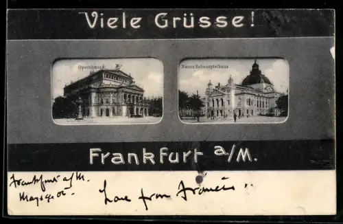 AK Frankfurt a /M., Opernhaus, Neues Schauspielhaus, Rahmen