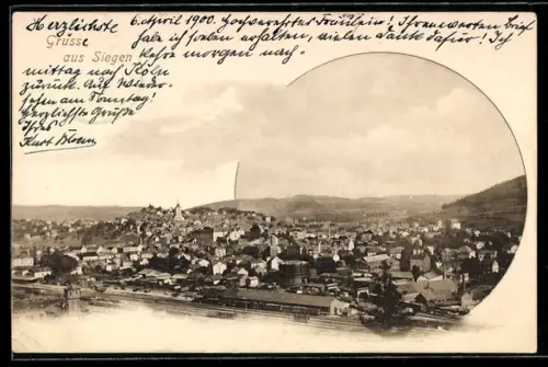 AK Siegen, Ortsansicht aus der Vogelschau