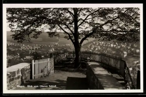 AK Siegen, Blick vom Oberen Schloss auf Siegen, Viadukt