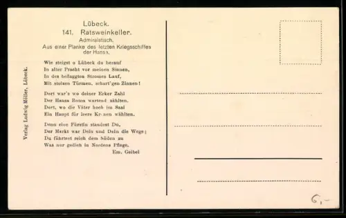 AK Lübeck, Im Ratsweinkeller, Wandgemälde