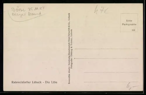 AK Lübeck, Ratsweinkeller, Die Lilie