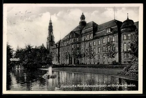 AK Frankfurt-Westend, Hohenzollernplatz mit Reichsbahndirektion