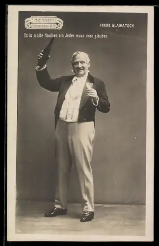 AK Hannerl, Dreimädelhaus II, Franz Glawatsch mit Wein