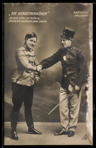 AK Operette Ein Herbstmanöver, Kartousch und Pallenberg