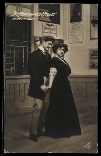 AK Operette Der Mann mit den drei Frauen, Klein und Herold in Pose