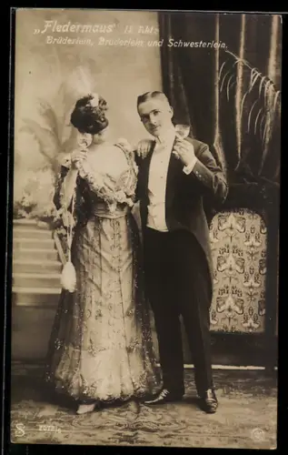 AK Fledermaus II. Akt, Brüderlein, Brüderlein..., Paar auf einem Fest