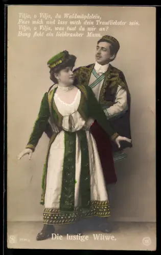 AK Szene aus der Operette Die lustige Witwe, Schauspieler