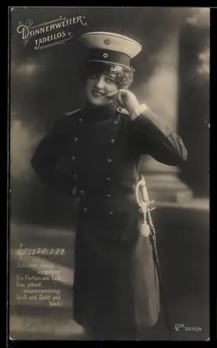 AK Frau in Uniform, Donnerwetter tadellos!