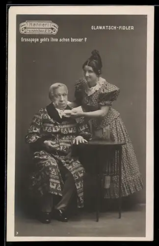 AK Franz Glawatsch und Paula Fiedler in der Operette Hannerl - Dreimädelhaus II. Teil