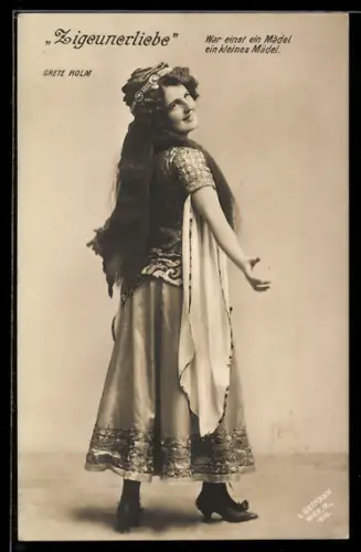AK Zigeunerliebe, War einst ein Mädel.., Grete Holm in ihrer Rolle