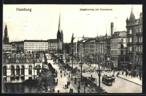 AK Hamburg-Neustadt, Jungfernstieg mit Alsterdamm