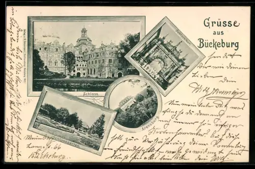 AK Bückeburg, Schloss mit Schlossgarten, Arensburg