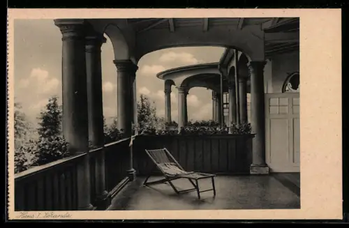 AK Bad Salzuflen, Veranda des Hauses I. vom Sophienhaus, Christl. Erholungsheim für Frauen und junge Mädchen