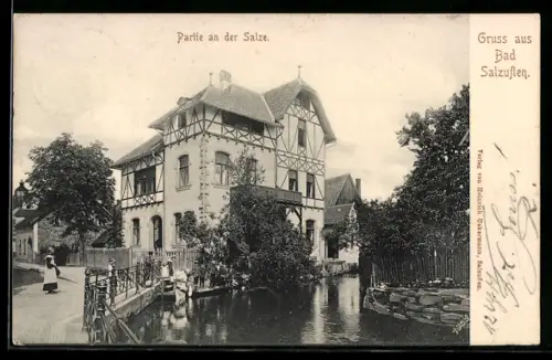 AK Bad Salzuflen, Strassenpartie an der Salze