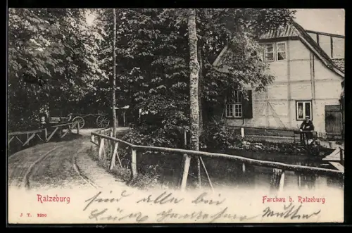 AK Farchau b. Ratzeburg, Strassenpartie mit Fachwerkhaus
