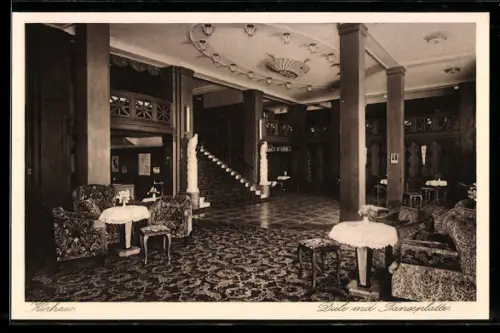 AK Travemünde, Diele mit Tanzplatte im Cafe Kurhaus