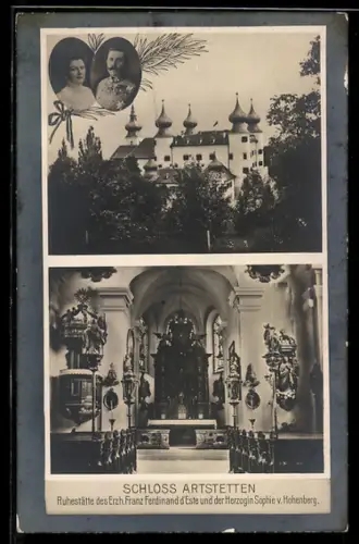 AK Artstetten, Schloss Artstetten, Ruhestätte Erzherzog Franz Ferdinand und Herzogin Sophie von Hohenberg
