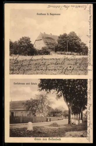 AK Hollenbeck, Gasthaus D. Hagemann, Dorfstrasse, Schule