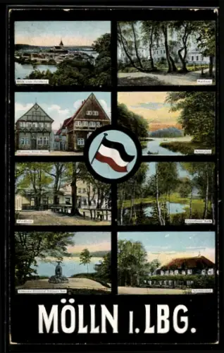 AK Mölln i. Lbg., Kurhaus, Luisenbad, Lützow-Denkmal