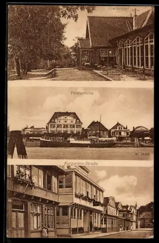 AK Travemünde, Seetempel, Vorderreihe, Kurgarten-Strasse