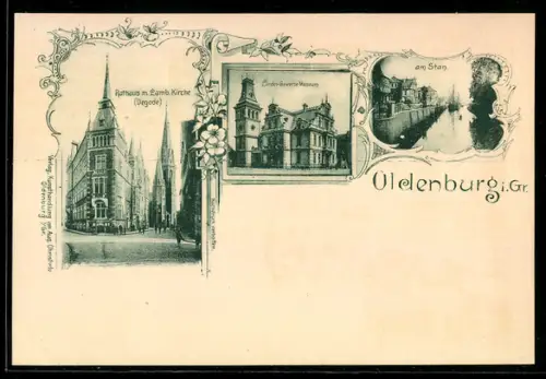 AK Oldenburg i. Gr., Rathaus, St. Lamberti Kirche, Landes-Gewerbe-Museum, am Stan