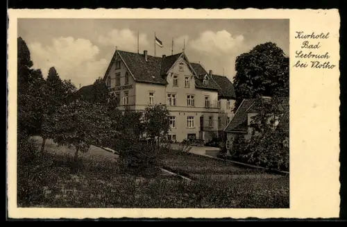 AK Vlotho a. d. Weser, Moor- und Schwefelbad Seebruch, Aussenansicht mit Garten