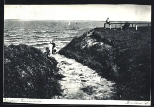 AK Travemünde, Brodtener Ufer mit einmündendem Bach