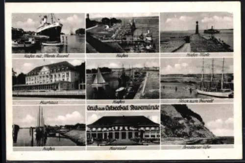 AK Travemünde, Hafen mit Monte Pascoal, Kurhaus, Kursaal, Brodtener Ufer