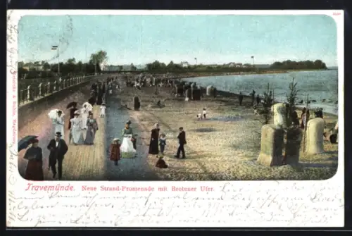 AK Travemünde, Neue Strandpromenade mit Brotener Ufer