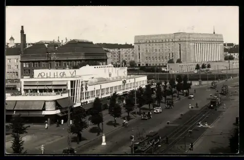 AK Helsinki, Panorama, Strassenbahn