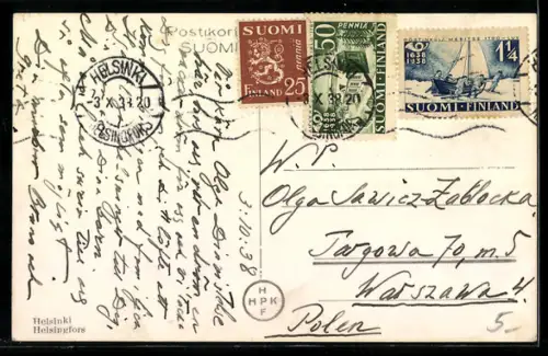 AK Helsinki, Panorama, Strassenbahn