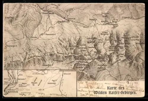 AK Thalofen /Kaisergebirge, Landkarte des Wilden Kaiser-Gebirges