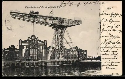 AK Kiel, Riesenkrahn auf der Kruppschen Werft