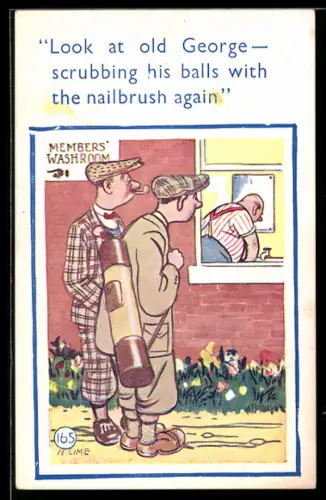 AK Zwei Golfspieler betrachten ihren Kameraden durch ein Fenster