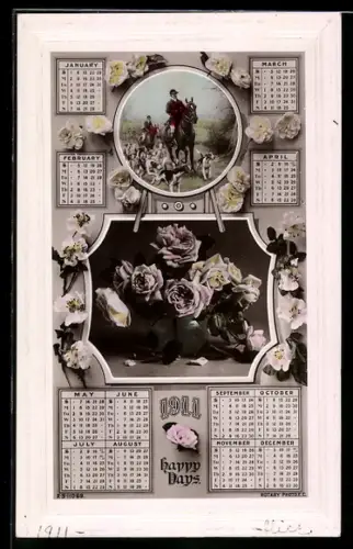 AK Kalender für das Jahr 1911, Rosenblüten
