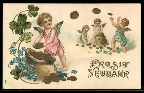 AK Neujahrsengel verteilen Geld