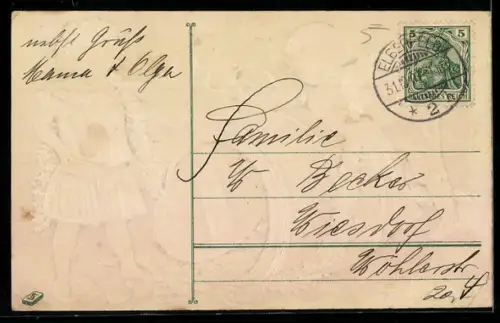 AK Kinder mit einem Fass voll Geld