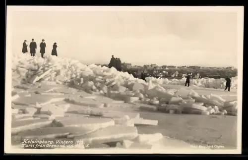 AK Kelsingborg, Vintern 1922, Parti fran Öresund vid Palsjö, Eisstoss
