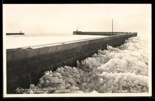 AK Kelsingborg, Vintern 1922, Parti fran Nya hamnen, Eisstoss